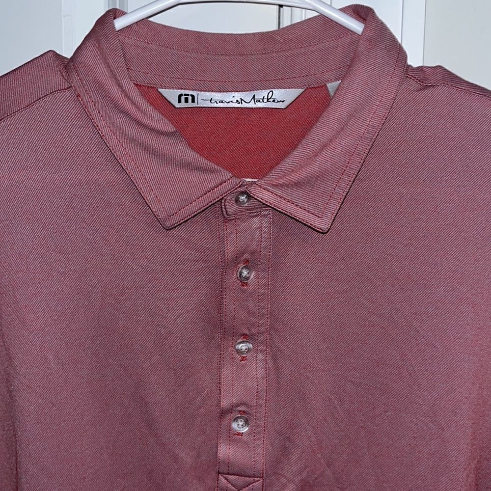 Salmon Red mens Pima Cotton/Poly/Lycra blend  Travis Mathew Polo golf Shirt Tall